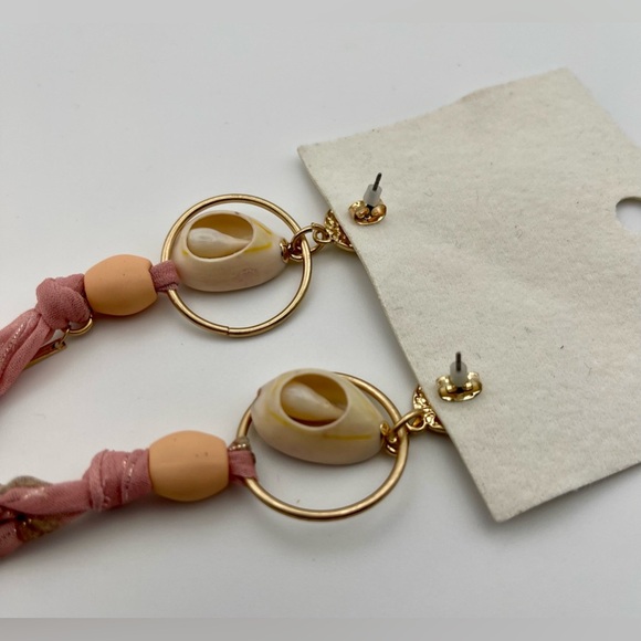 FP Free People | Cowrie Shell Dangle Drop Earrings | Pink & Rose Gold - Picture 5 of 5